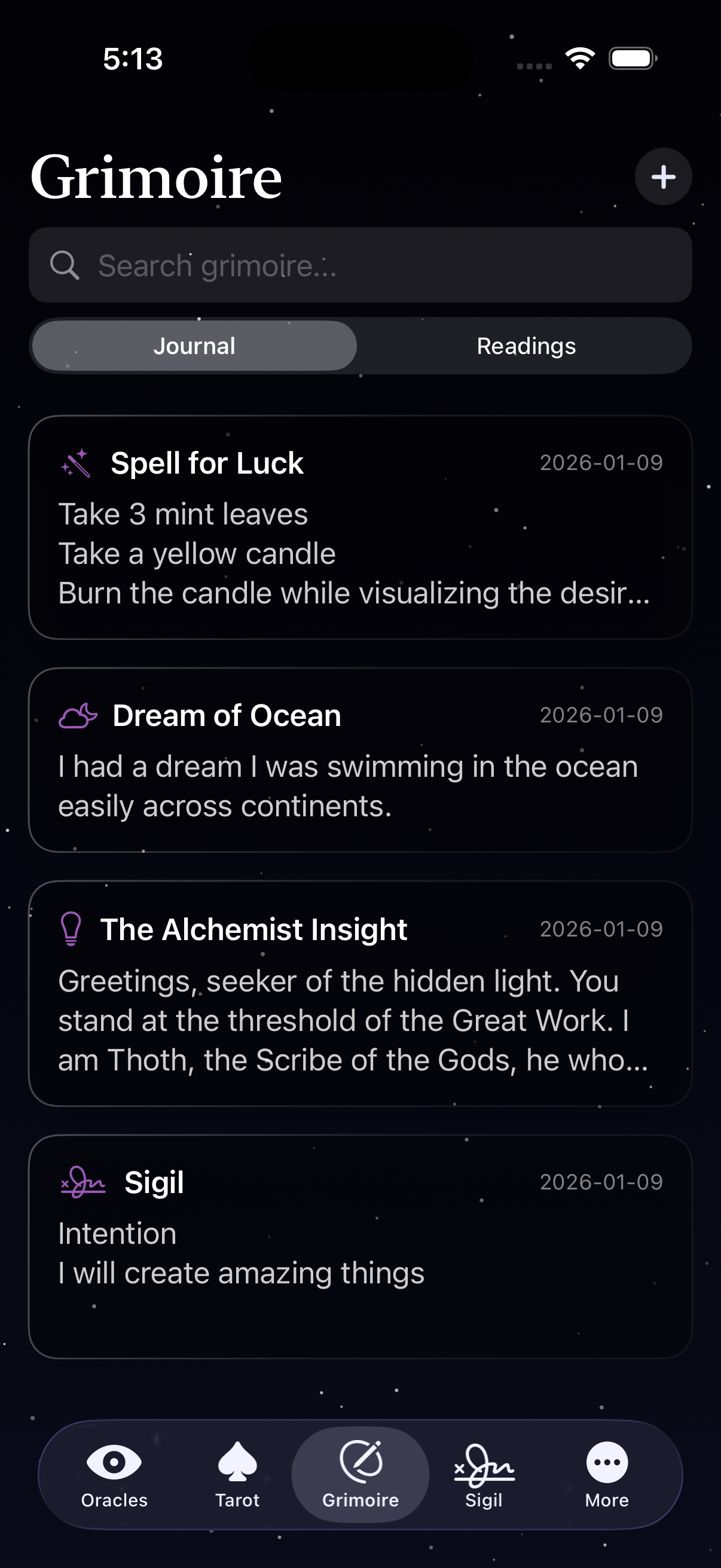 Grimoire - Your personal Book of Shadows